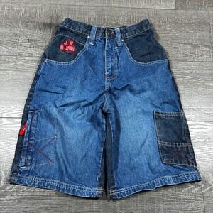 Joe Boxer Boys Denim Cargo Shorts Size 12 Blue Embroidered Pockets